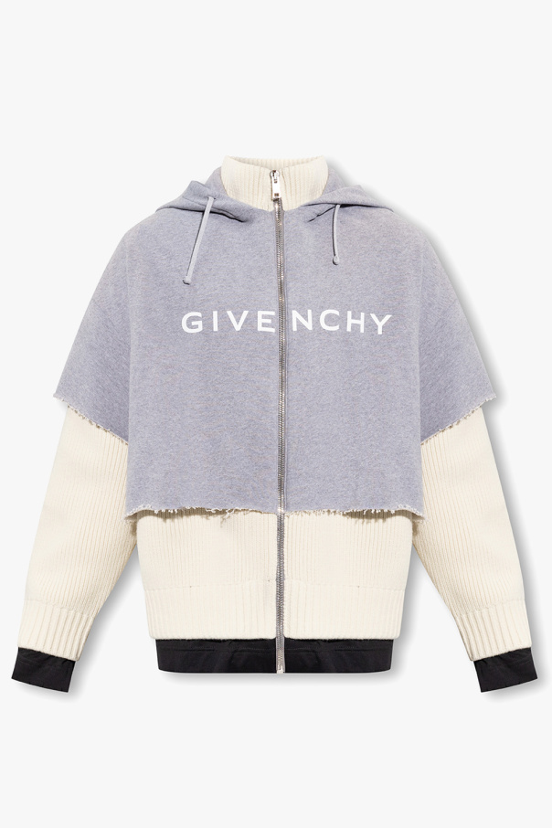 Biname fmedShops Givenchy Hoodie in contrasting fabrics Men s Clothing GIVENCHY KIDS Underwear Socks Grey